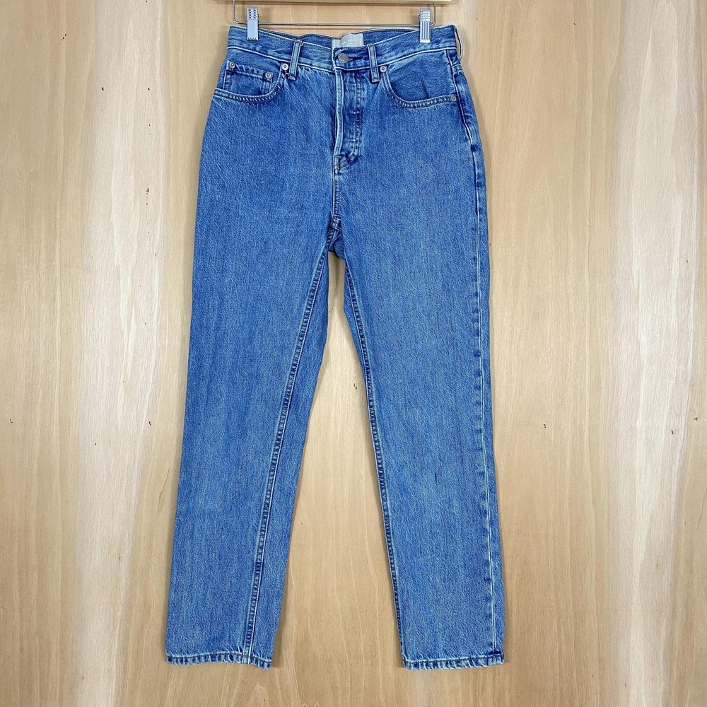 Everlane 90s Cheeky Jeans Womens 27 Blue High Rise Straight Denim Button Fly - Picture 1 of 14